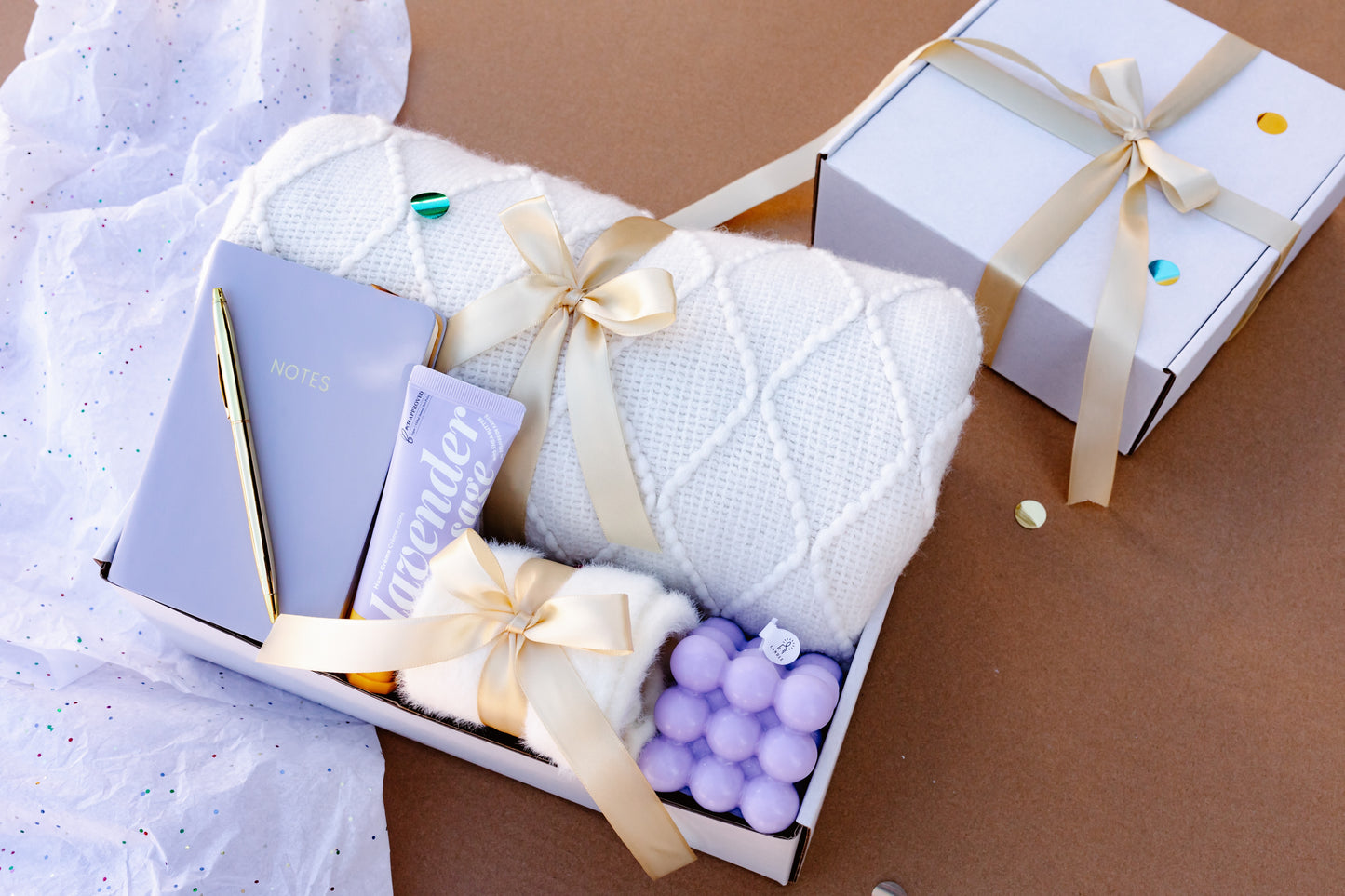 Lavender Delight Gift Box – Blanket, Candle, Socks & Lotion