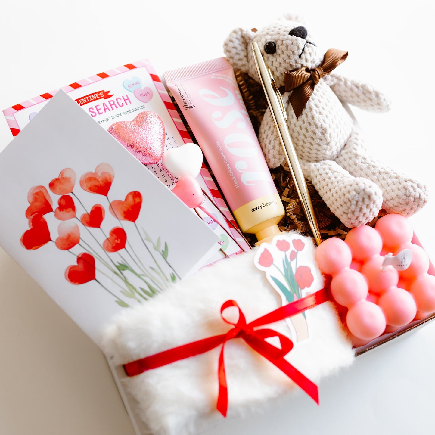 Valentine’s Day Cozy Tea & Teddy Heart Gift Box – Self Care & Sweet Treats for Her