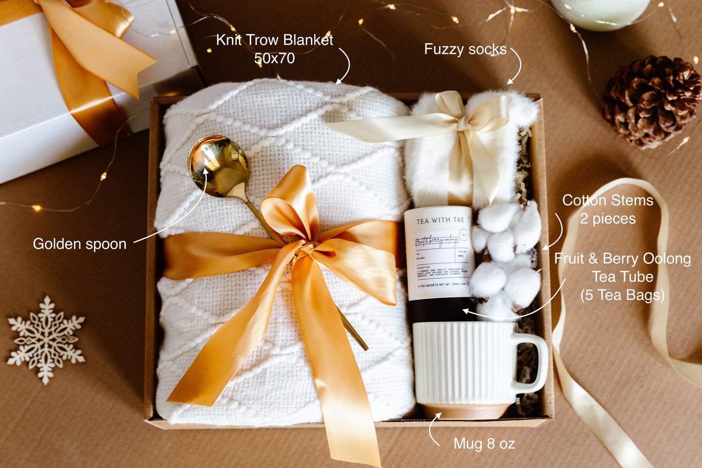 Let It Snow Gift Box – Knit Blanket, Mug, Tea & Cozy Winter Essentials