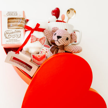 Valentine’s Day Gift Box with Teddy Bear & Sweets – Romantic Heart-Shaped Gift for Her | Galentine’s Day Present