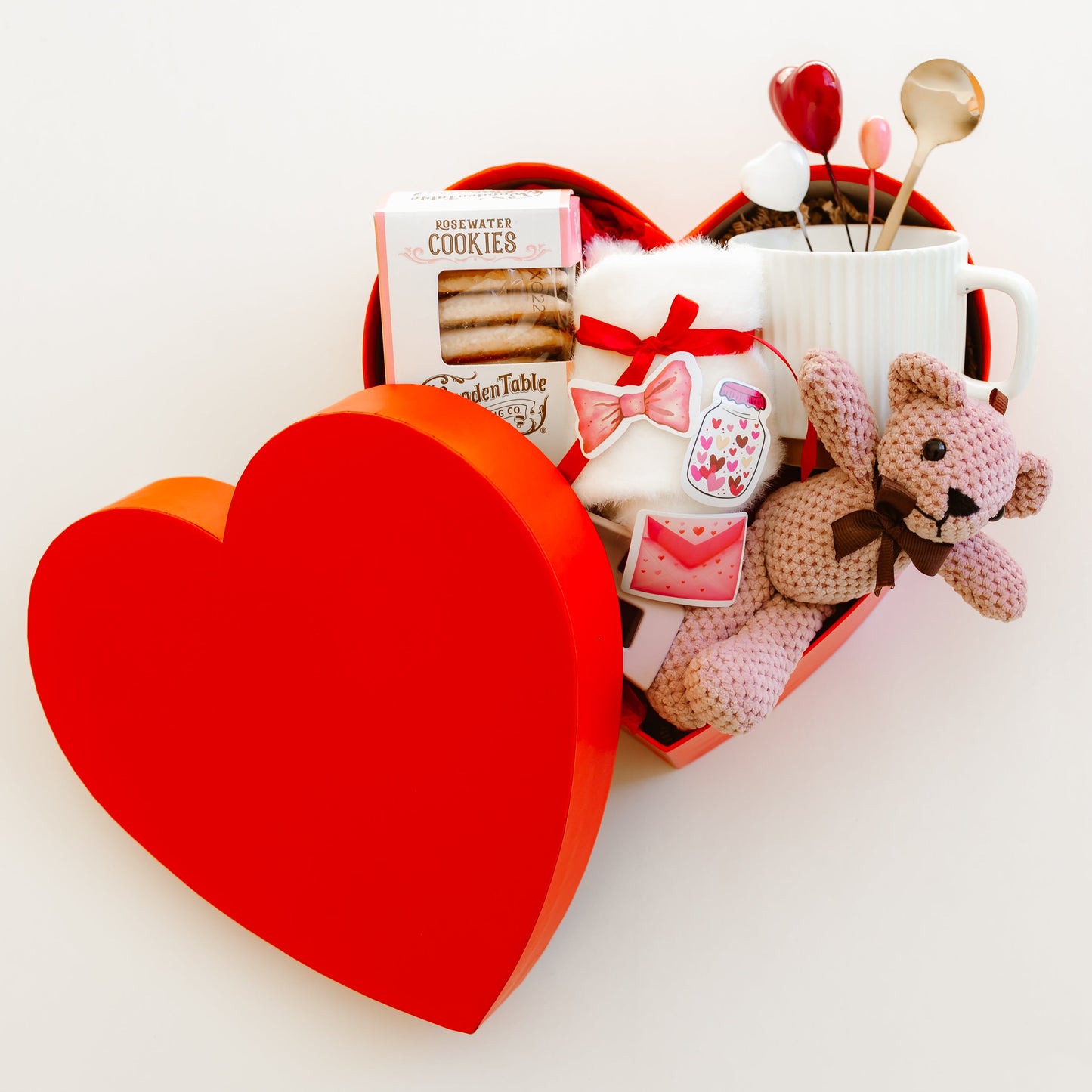 Valentine’s Day Gift Box with Teddy Bear & Sweets – Romantic Heart-Shaped Gift for Her | Galentine’s Day Present