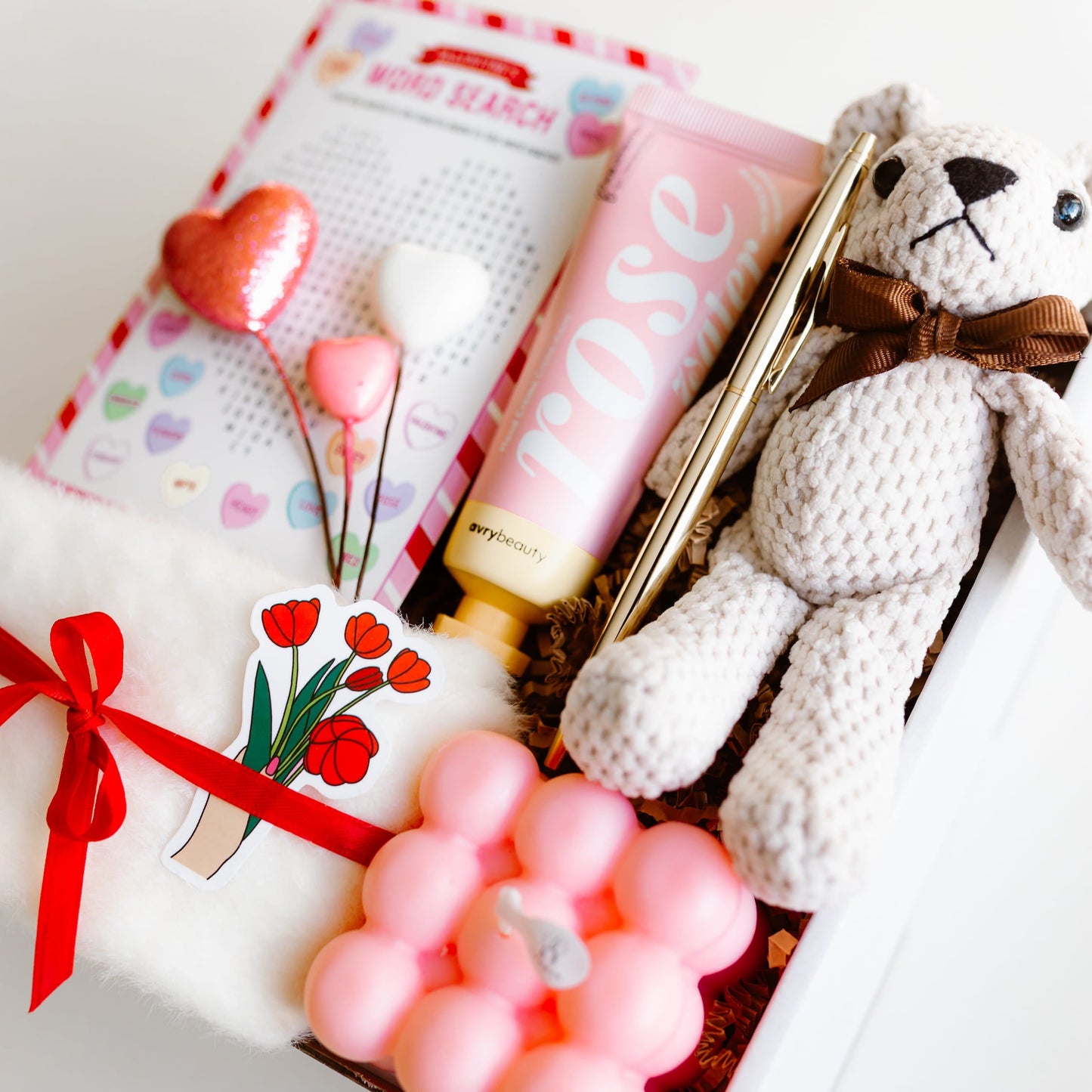 Valentine’s Day Cozy Tea & Teddy Heart Gift Box – Self Care & Sweet Treats for Her