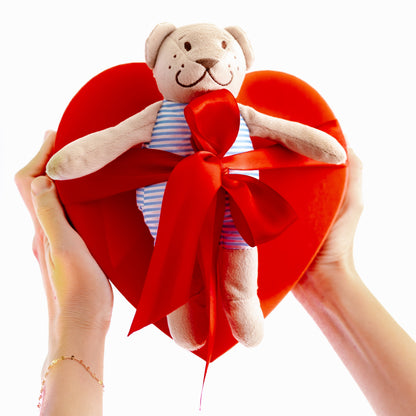 Valentine’s Day Heart Gift Box with Teddy Bear, Tea & Vanilla Cookies – Cozy Romantic Gift for Her