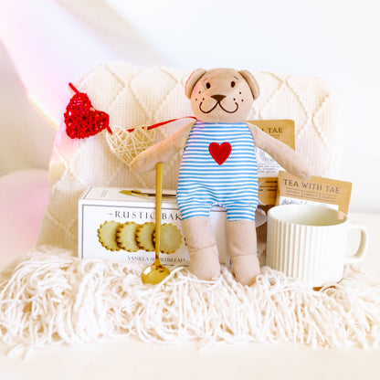 Valentine’s Cozy Tea & Cookies Gift Box with Teddy Bear – Romantic Love-Themed Gift for Her